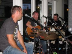 Simeon (right) and his band Scratch Acoustic Soul Trio, playing at Beaumont’s. With Mike Strawbridge and Eric Oberschmidt