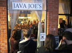 At Java Joe's, looking in. Photo by Dennis Andersen.