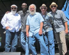 The Little Kings at the Adams Ave. Street Fair this year: Andy Greenberg, David Mosby, Bruce Stewart, John Flynn, & Dane Terry. Photo by Lois Bach.
