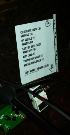 The Stanleys set list. Photo by Jerrica Lee.