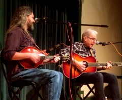 Chris Clarke and Artie Traum at a Folk Heritage concert. Photo by JT Moring.