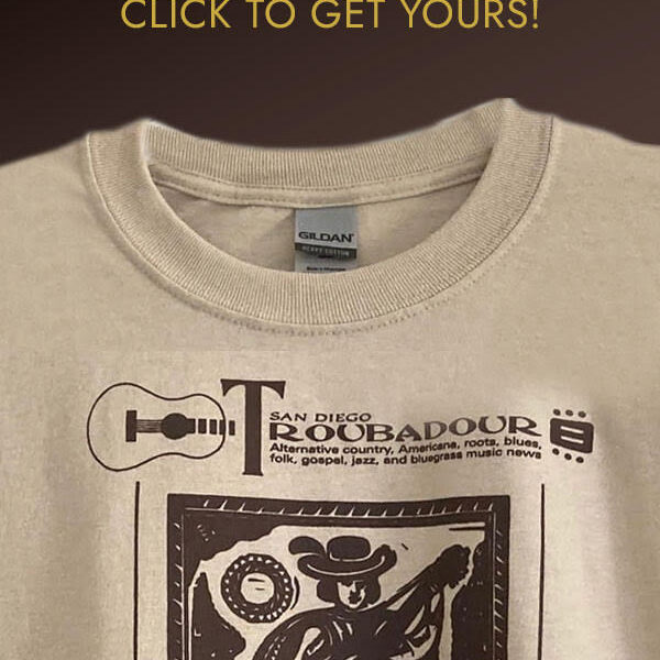 SDT 20th Anniversary Tshirt (bottom) San Diego Troubadour